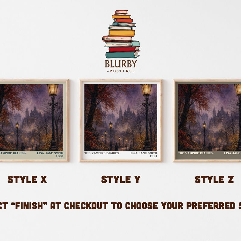 The Vampire Diaries literary print in frame leaning in hallway – young adult wall art