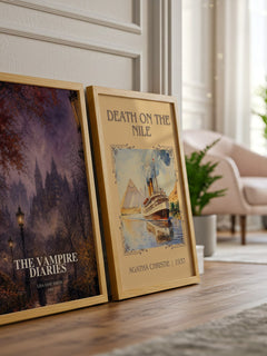 The Vampire Diaries watercolour print framed by window – literary home decor