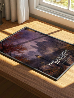 The Vampire Diaries watercolour book poster framed on wall – young adult wall art