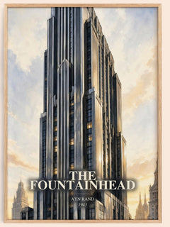 The Fountainhead watercolour book poster by Ayn Rand – framed literary art print