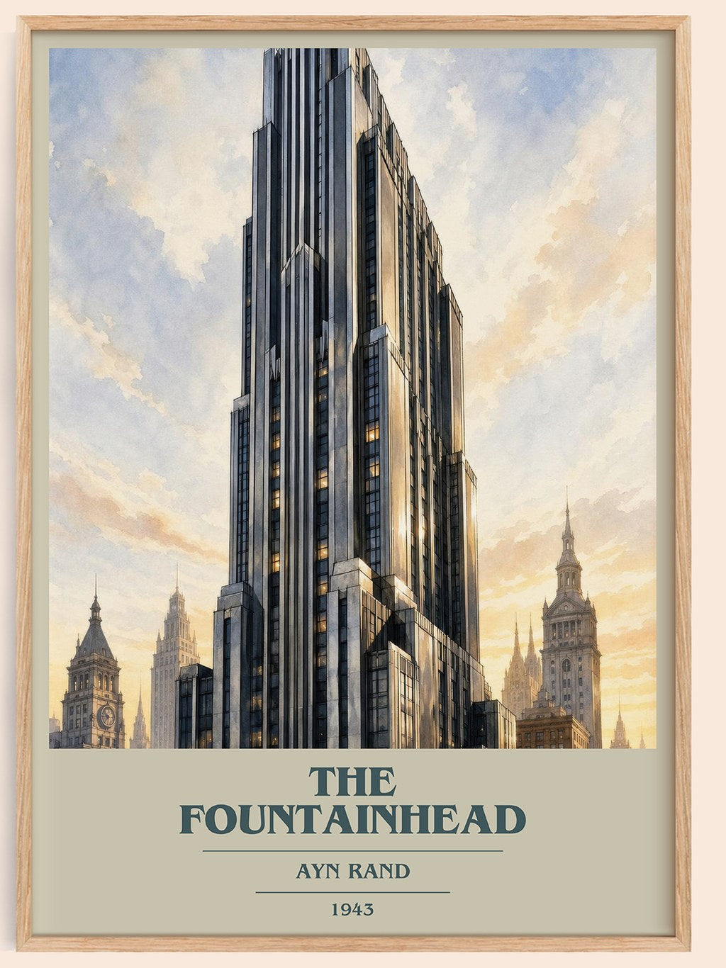 The Fountainhead book cover book poster by Ayn Rand – framed literary art print