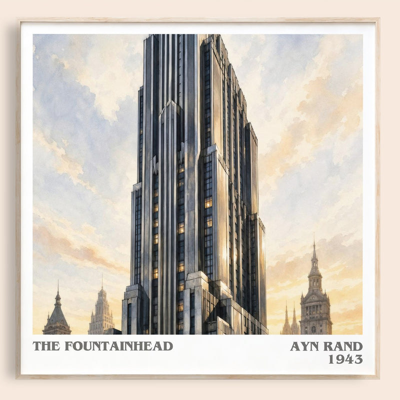 The Fountainhead literary book poster by Ayn Rand – framed literary art print