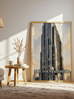 The Fountainhead watercolour print in frame leaning in hallway – philosophy wall art