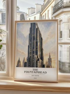 The Fountainhead book cover poster colour and style options – Ayn Rand book art