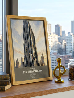 The Fountainhead book cover print framed by window – literary home decor