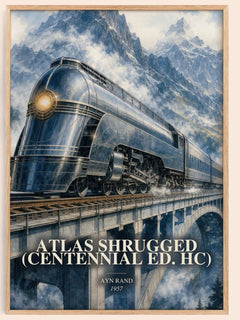Atlas Shrugged (Centennial Ed. HC) watercolour book poster by Ayn Rand – framed literary art print