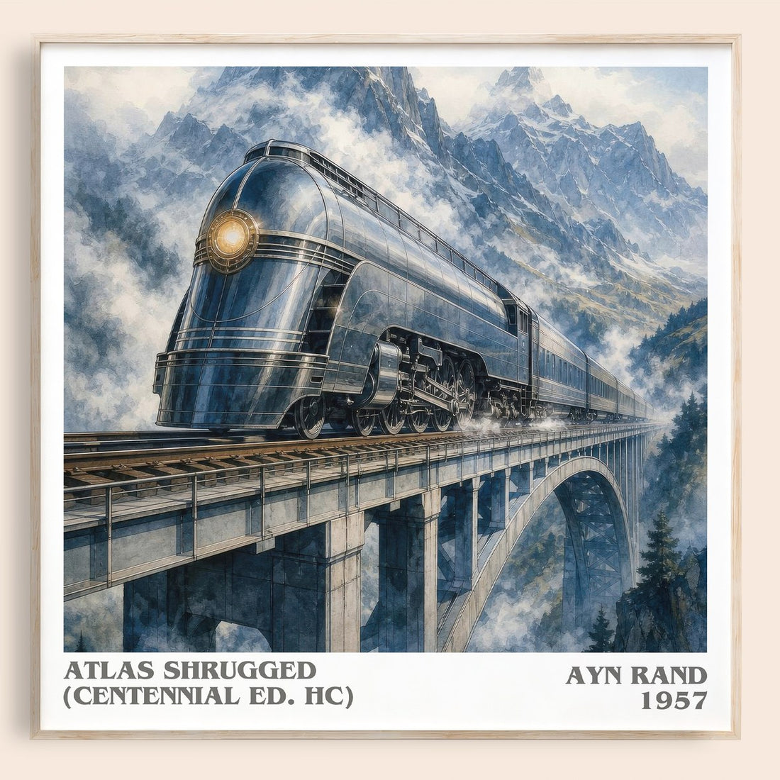 Atlas Shrugged (Centennial Ed. HC) literary book poster by Ayn Rand – framed literary art print