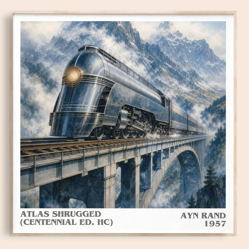 Atlas Shrugged (Centennial Ed. HC) literary book poster by Ayn Rand – framed literary art print