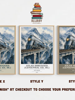 Atlas Shrugged (Centennial Ed. HC) book cover print in frame leaning in hallway – philosophy wall art