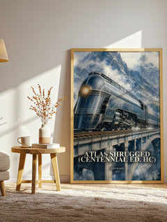 Atlas Shrugged (Centennial Ed. HC) watercolour print in frame leaning in hallway – philosophy wall art
