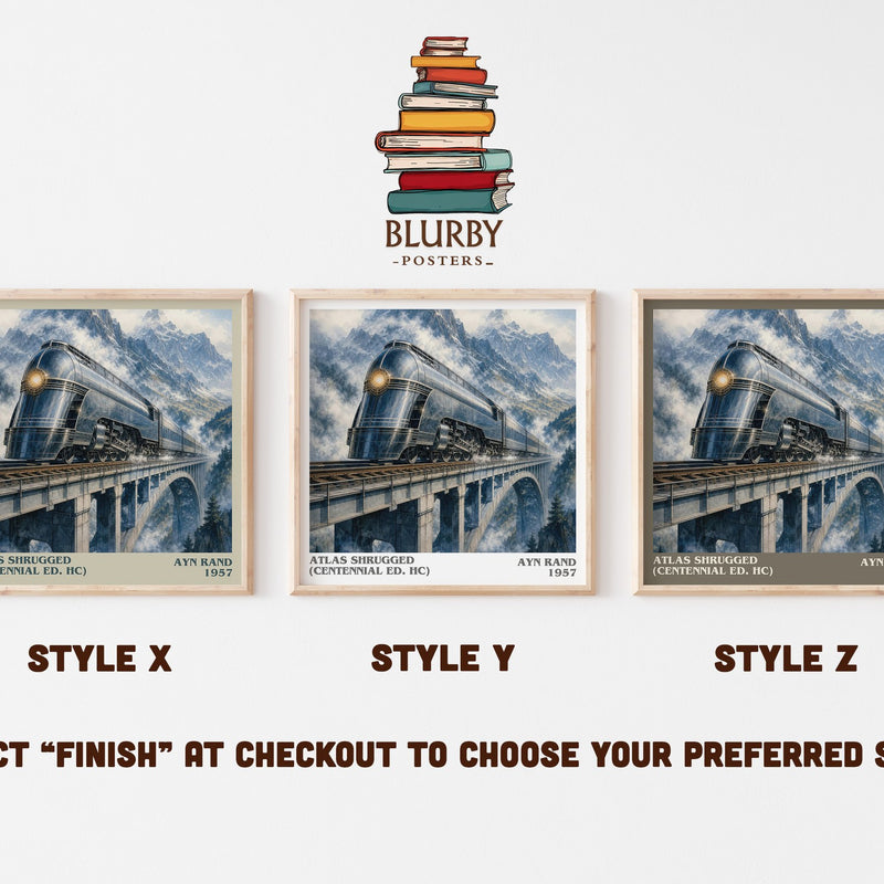 Atlas Shrugged (Centennial Ed. HC) literary print in frame leaning in hallway – philosophy wall art