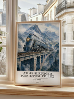 Atlas Shrugged (Centennial Ed. HC) book cover poster colour and style options – Ayn Rand book art