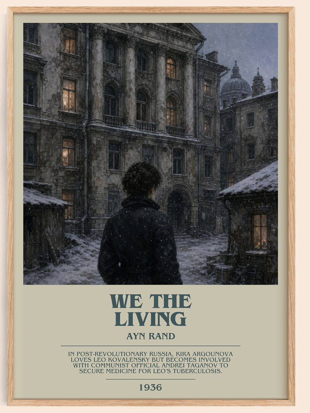 We the living bookish book poster by Ayn Rand – framed literary art print
