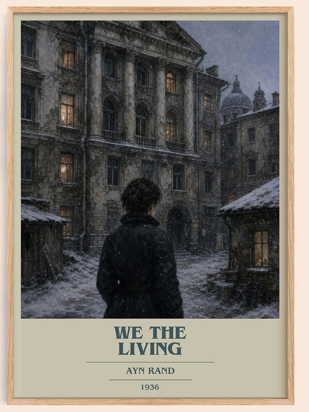 We the living book cover book poster by Ayn Rand – framed literary art print