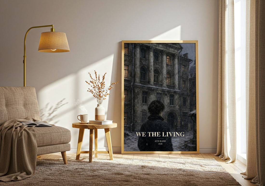 We the living watercolour print in frame leaning in hallway – philosophy wall art