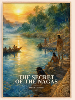 The Secret of the Nagas watercolour book poster by Amish Tripathi – framed literary art print