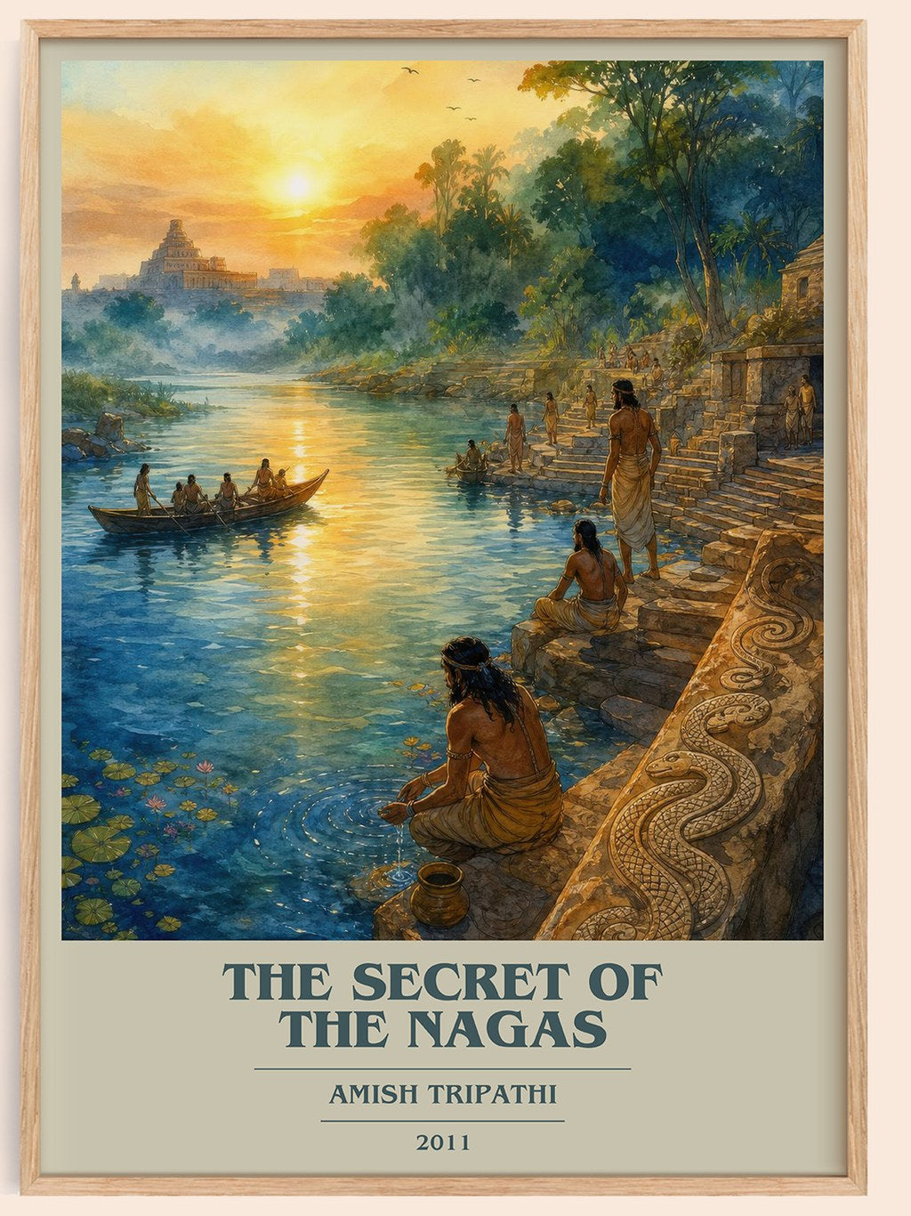 The Secret of the Nagas book cover book poster by Amish Tripathi – framed literary art print