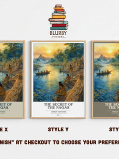 The Secret of the Nagas book cover print in frame leaning in hallway – fantasy wall art