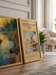 The Secret of the Nagas watercolour print framed by window – literary home decor