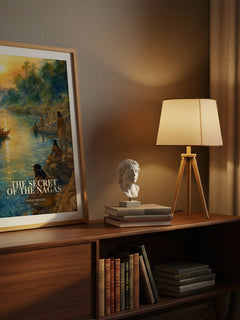 The Secret of the Nagas watercolour print on bookshelf – Amish Tripathi fan gift