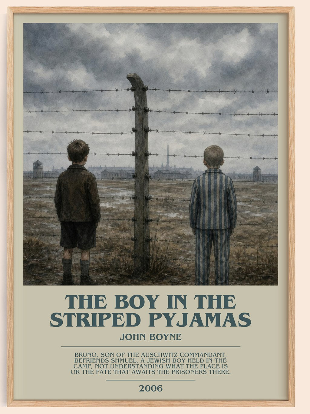 The Boy in the Striped Pyjamas bookish book poster by John Boyne – framed literary art print
