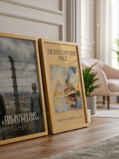 The Boy in the Striped Pyjamas watercolour print framed by window – literary home decor