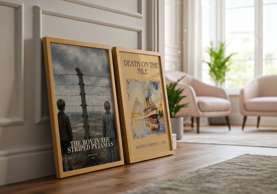 The Boy in the Striped Pyjamas watercolour print framed by window – literary home decor