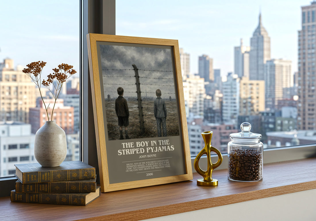 The Boy in the Striped Pyjamas bookish print framed by window – literary home decor