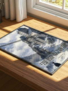 The Boy at the Top of the Mountain watercolour book poster framed on wall – historical fiction wall art
