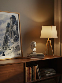 The Boy at the Top of the Mountain watercolour print on bookshelf – John Boyne fan gift
