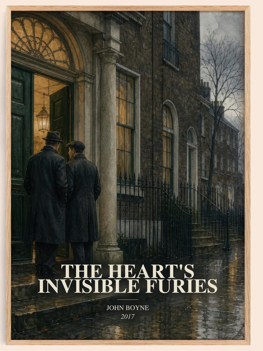 The Heart's Invisible Furies watercolour book poster by John Boyne – framed literary art print