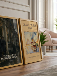 The Heart's Invisible Furies watercolour print framed by window – literary home decor