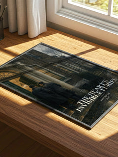 The Heart's Invisible Furies watercolour book poster framed on wall – contemporary fiction wall art