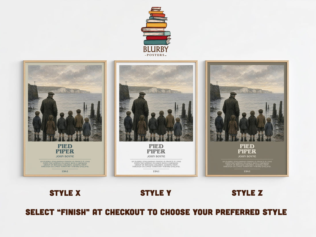 Pied Piper bookish print in frame leaning in hallway – historical fiction wall art (mockup)
