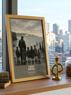 Pied Piper book cover print framed by window – literary home decor