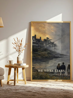 We Were Liars watercolour print in frame leaning in hallway – young adult wall art