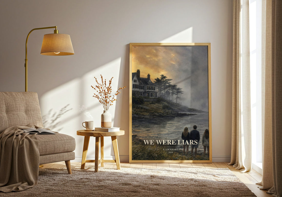 We Were Liars watercolour print in frame leaning in hallway – young adult wall art