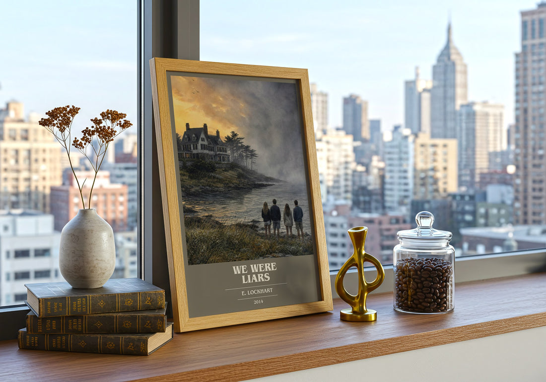 We Were Liars book cover print framed by window – literary home decor