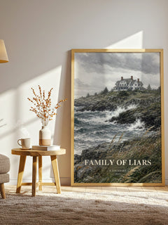 Family of Liars watercolour print in frame leaning in hallway – young adult wall art