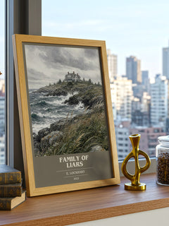 Family of Liars book cover print framed by window – literary home decor