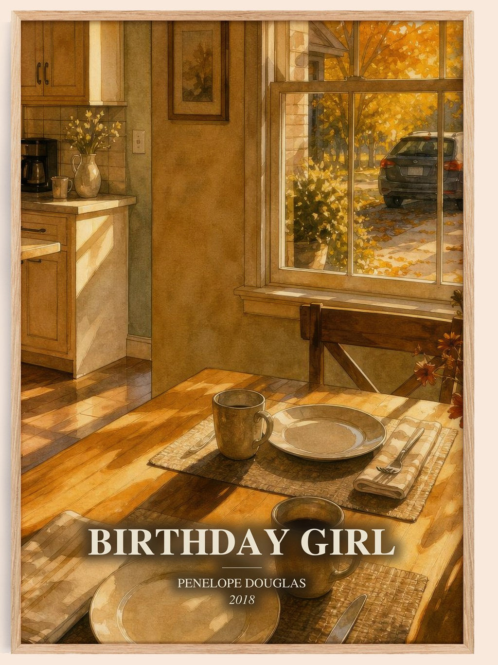 Birthday Girl watercolour book poster by Penelope Douglas – framed literary art print