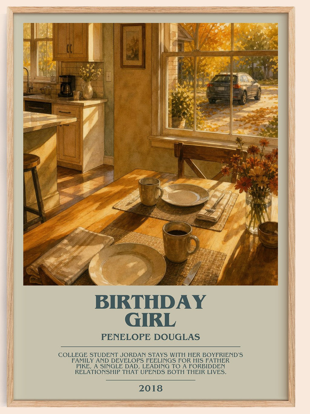 Birthday Girl bookish book poster by Penelope Douglas – framed literary art print