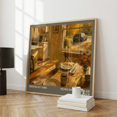 Birthday Girl literary print framed by window – literary home decor