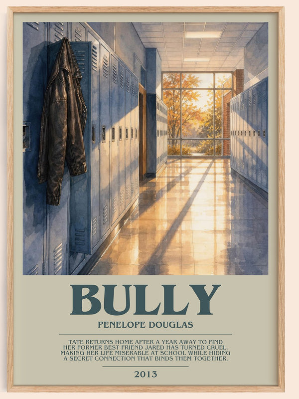 Bully bookish book poster by Penelope Douglas – framed literary art print