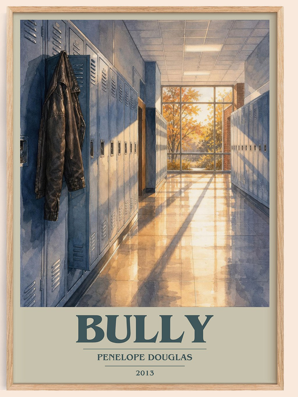 Bully book cover book poster by Penelope Douglas – framed literary art print
