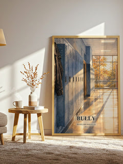 Bully watercolour print in frame leaning in hallway – romance wall art