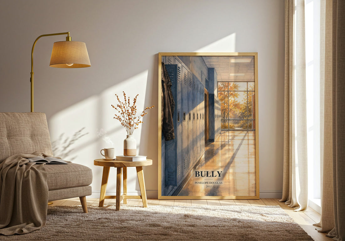 Bully watercolour print in frame leaning in hallway – romance wall art