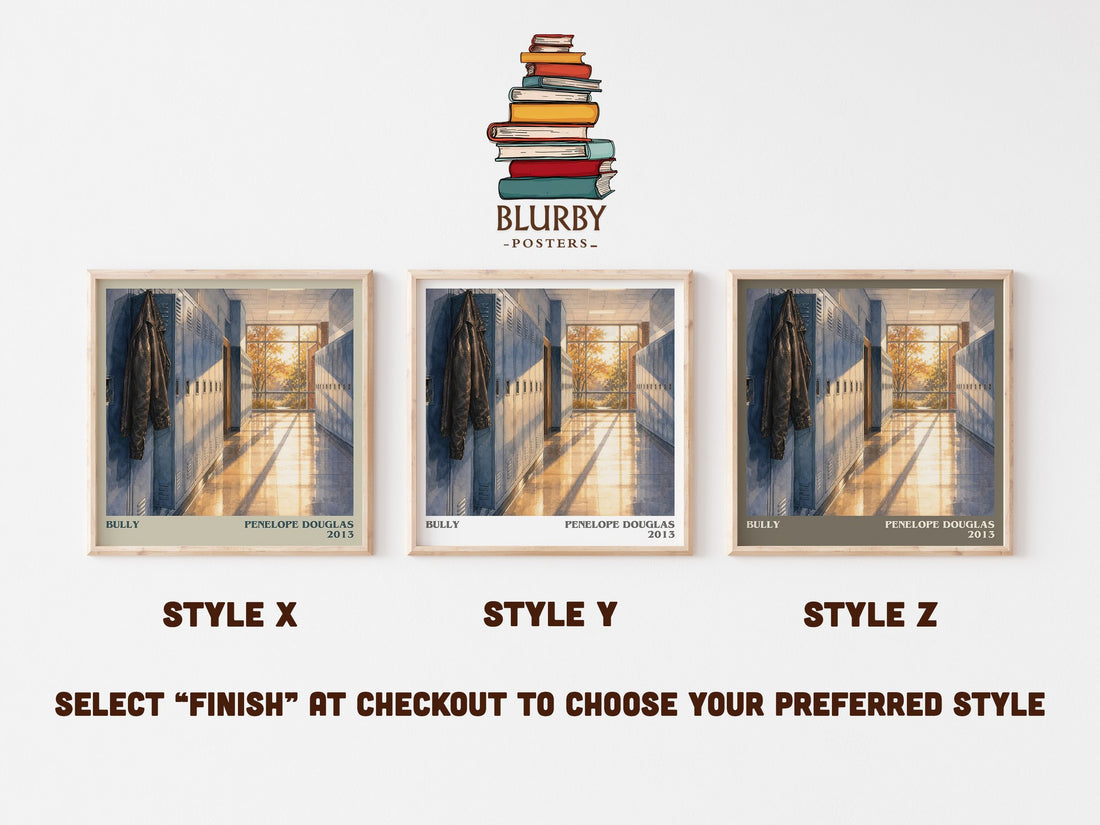 Bully literary print in frame leaning in hallway – romance wall art (mockup)
