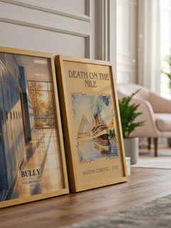 Bully watercolour print framed by window – literary home decor