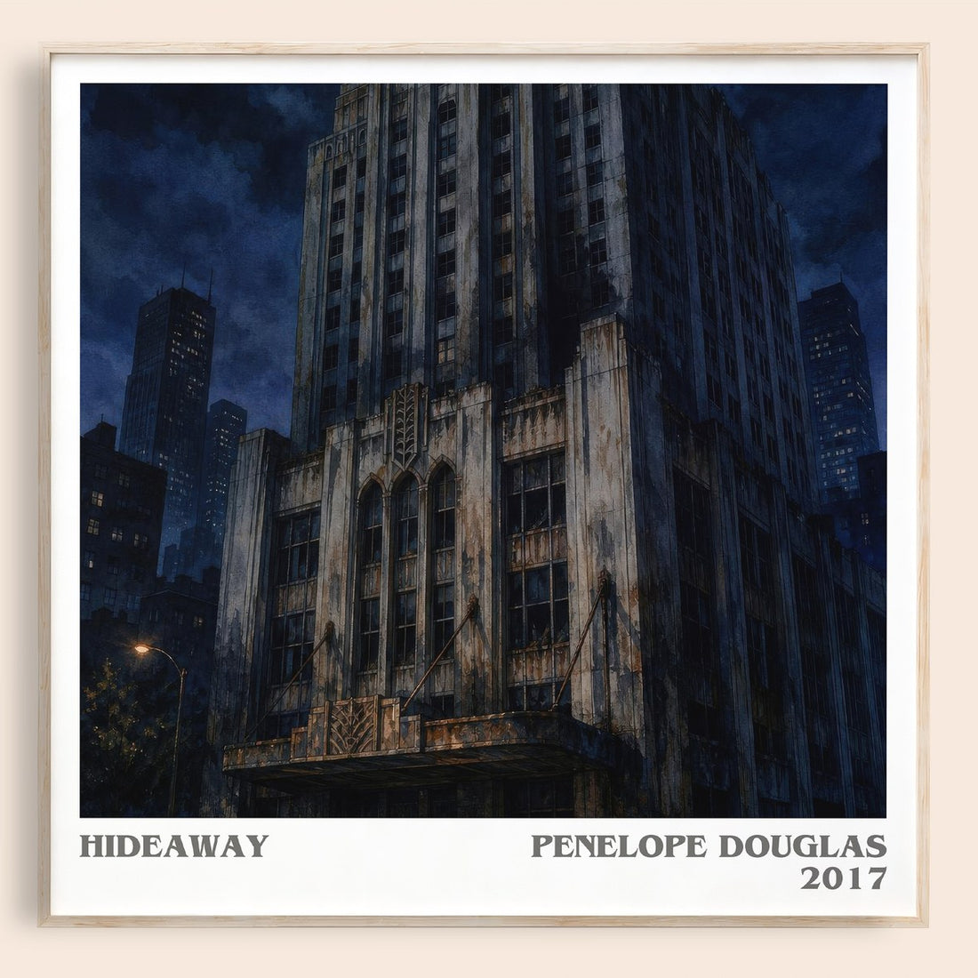 Hideaway literary book poster by Penelope Douglas – framed literary art print